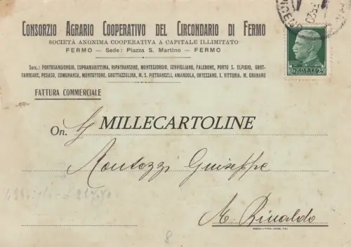 STOPP: Kopfstück Consorzio Agrario Cooperativo del Circondario di Fermo 1935