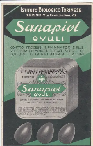 Medizinische Werbung: Ist. Biologico Torinese Sanapiol - Eizellen 1933