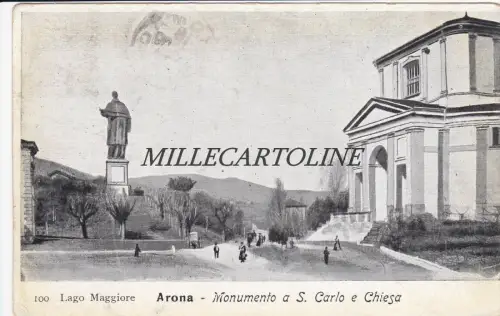 ARONA: Denkmal für St. Karl und Kirche 1909