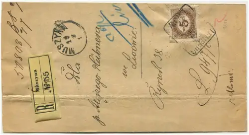 POSTGESCHICHTE, ÖSTERREICHISCHES REICH, aus Muszyna (Polen), 1896, Marke 5 kr m