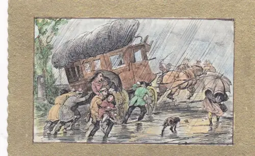 Handbemalt: Eine Kutsche unter einem Glück (Dijon - Löwe)