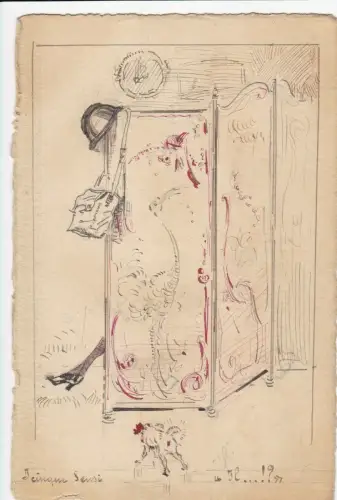 EROTIK: Handbemalt: Die fünf Sinne Die ....!? - Postkarte