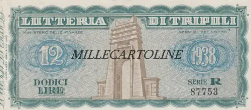 Lotterie: 1938 Lotterie von Tripolis Lire 12 (Kat. n.9)