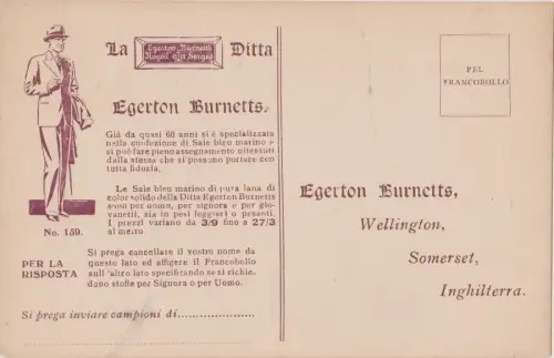Werbung Firma Egerton Brunetts Bekleidung