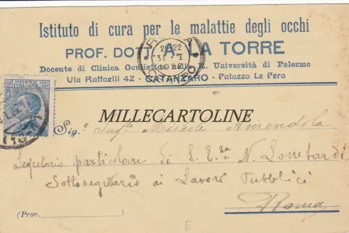 CATANZARO: Kopf Prof. Dr. A. Der Turm - Augenkrankheiten 1922