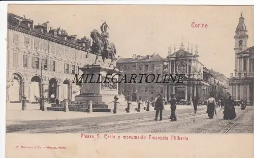 TURIN: Piazza S. Carlo und Monumento Emanuele Filiberto