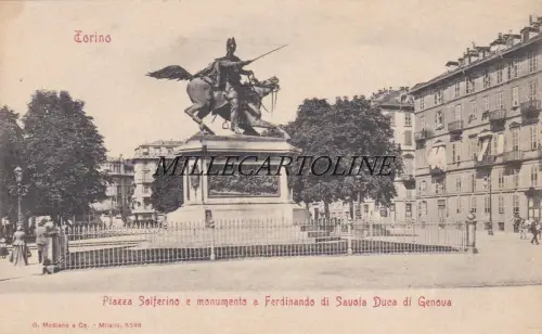 TURIN: Piazza Solferino und Denkmal für Ferdinand von Savoyen - Herzog von Genua