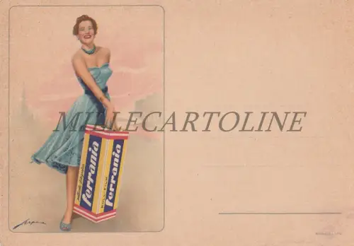 FOTO - Ferrania, Frau im blauen Kleid - Illustrator Luxardo