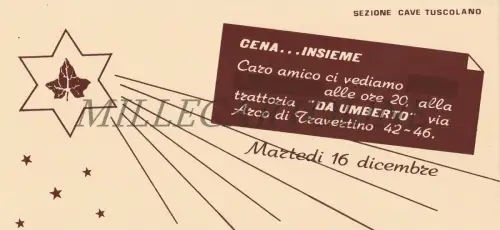 REPUBLIKANISCHE PARTEI TOSKULANISCHE HÖHLENSEKTION - Karton Abendessen Trattoria Umberto