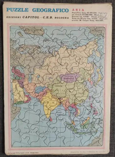 GEOGRAPHISCHES PUZZLE - Ed. Capitol C.E.B. Bologna 1974 Asien