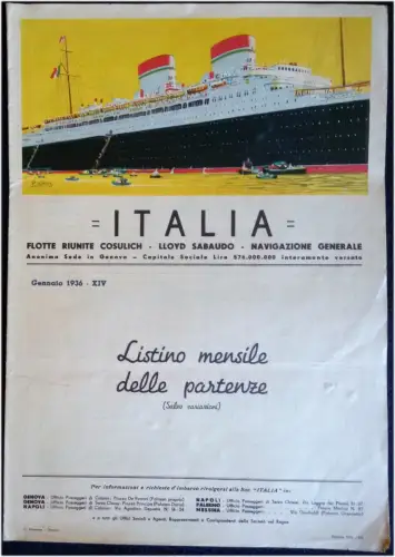 Schifffahrt, Startliste Januar 1936, "Italien" Flotte Wiedervereinigte m