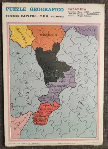 GEOGRAPHISCHES PUZZLE - Ed. Capitol C.E.B. Bologna 1973 Kalabrien, Catanzaro