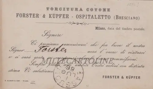 Vorläufer - Hospitaletto Bresciano - Forster & Kupfer Baumwolldreher 1886