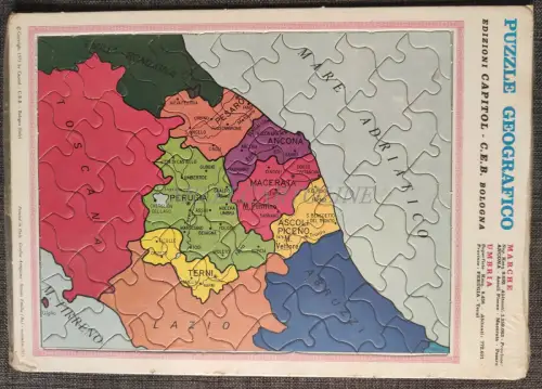 GEOGRAPHISCHES PUZZLE - Ed. Capitol C.E.B. Bologna 1973 Marken & Umbrien