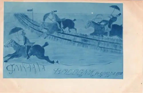 BOLOGNA 14. Juni 1900 - Gimkhana - Erinnerungskarte (satirisch): RAR