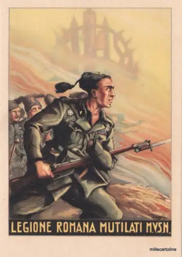 FASCHISMUS WWII - RÖMISCHE LEGION VERSTÜMMELT MVSN DIS. DEGAI (ALLE FÜR DEN HERZOG..)