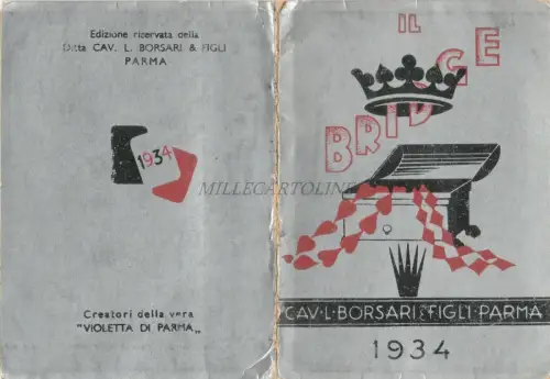 IL BRIDGE - Calendarietto Almanacco Parfumato Borsari Parma 1934