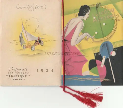 KALENDER - I Giuochi Moderni 1934 Parfumato Essenza Exotique Valli