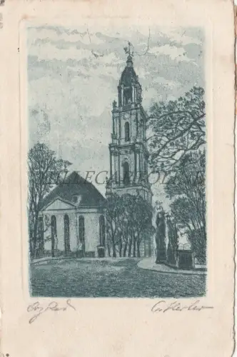 DEUTSCHLAND - Garnisonkirche, Potsdam, Original Radierung Handpressendruck 1925