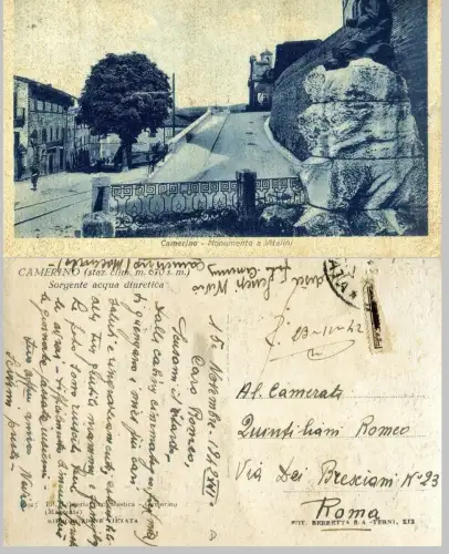 CAMERINO: Monumento a Vitalini 1942