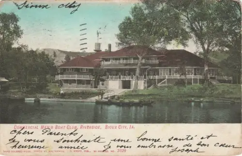 IOWA - Sioux City - Commercial Men's Boat Club, Riverside 1906