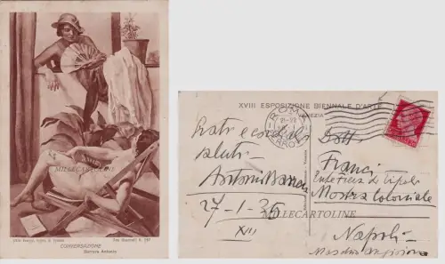 VENEDIG: XVIII Biennale Autogrammkarte des Malers A. Barrera (nackte Frau)