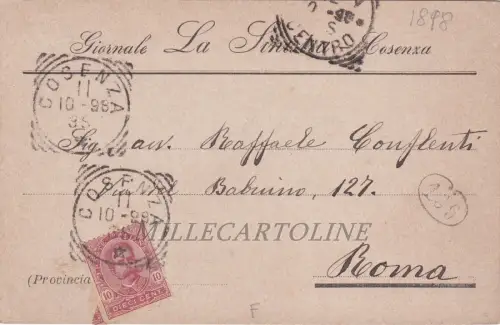 COSENZA: Kopfzeile Zeitung La Sinistra 1898