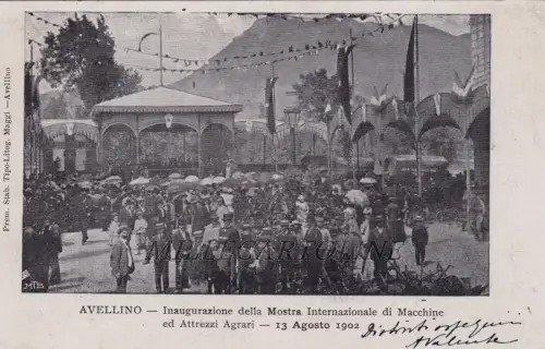 AVELLINO: Eröffnung der internen Ausstellung. Landwirtschaftliche Maschinen und Werkzeuge 1902