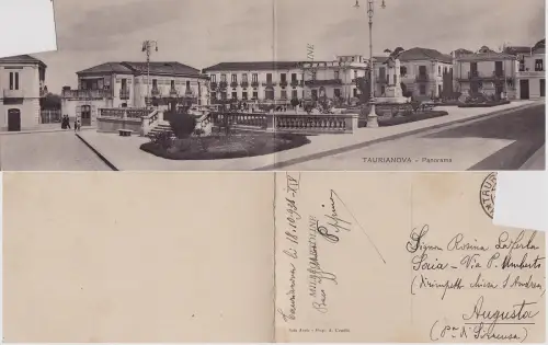 TAURIANOVA: 2 Kart. doppelt (gleich) 1936 - zugeschnitten, um Frankatur zu entfernen