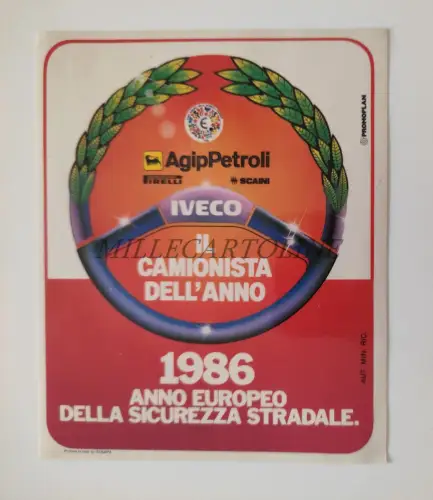 AGIP IVECO 1986 EUROPÄISCHES JAHR VERKEHRSSICHERHEIT - Aufkleber