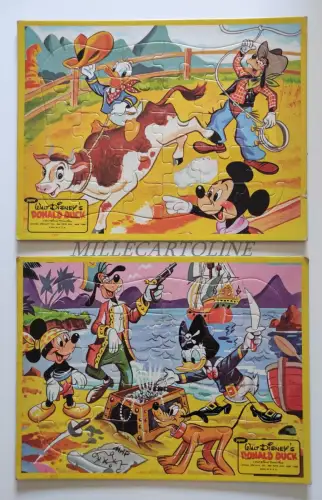 WALT DISNEY DONALD DUCK - 2 Jaymar Puzzles, Pirate, Cowboy, Goofy, Mickey Mouse