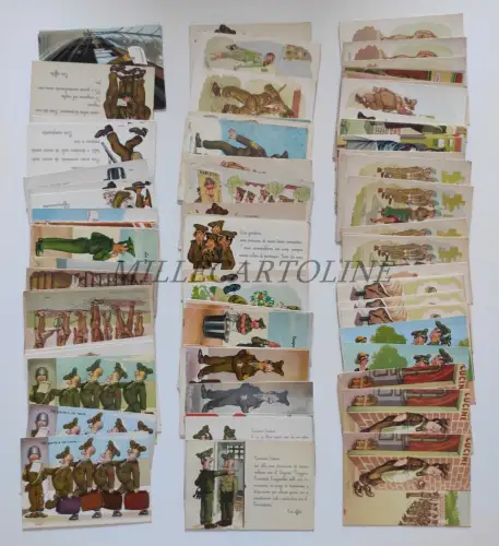 MILITÄR - Lot 90 illustrierte humorvolle Postkarten Nino Palazzo