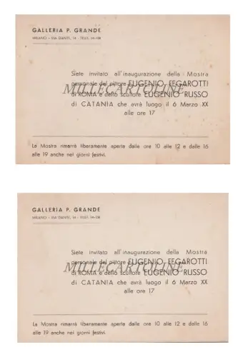 GALLERIA P. GRANDE MILANO - 2 Tickets Eröffnung Fegarotti & Russo 1942