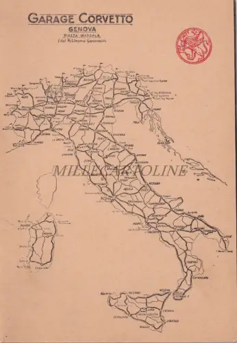 GARAGE CORVETTO GENOVA - Prontuario Kilometrico Itinerari Automobilistici 1937