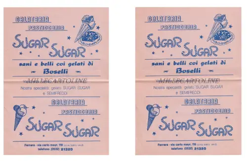GELATERIA PASTICCERIA SUGAR SUGAR FERRARA - 2 Werbeflyer