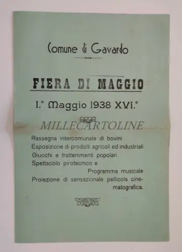 GEMEINSAME MAI-MESSE VON GAVARDO 1. MAI 1938 - Broschüre Programm, Rinder