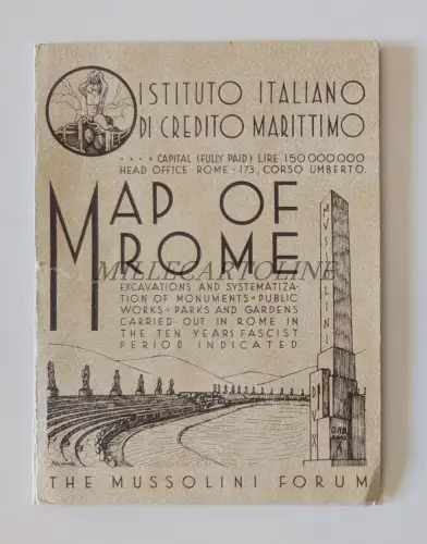 ISTITUTO CREDITO MARITTIMO - Karte von Rom, Mussolini Forum, Quintavalle, 30er Jahre