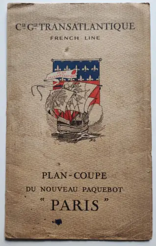 CGT Compagnie général transatlantique French Line Plan Coupe Ship Paris 1921