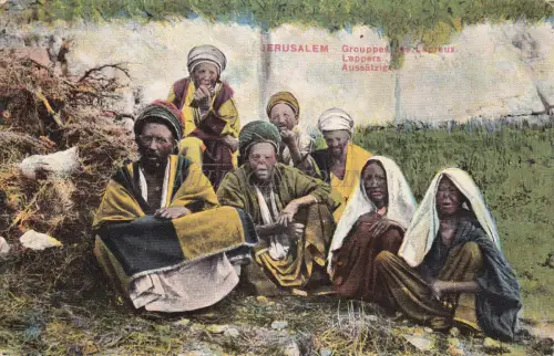 PALÄSTINA - Jerusalem, Gruppen der Lepreux, Postkarte