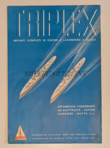 KOMPLETTE KÜCHEN- UND WASCHKÜCHENANLAGEN AN BORD - Broschüre Triplex Mailand 1939