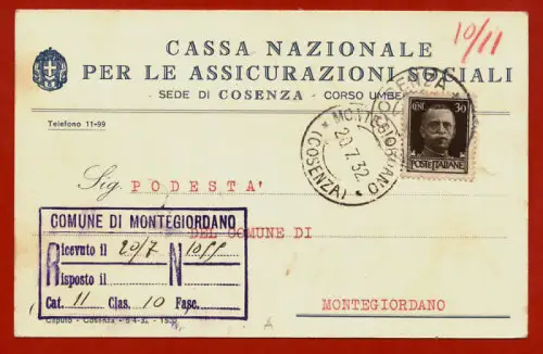 COSENZA, SOZIALVERSICHERUNGSKASSENKOPF, 1932 m