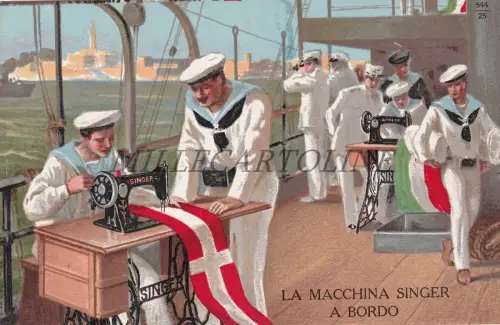 SINGER - Die Singer-Maschine an Bord, Geschäft in Caserta, Postkarte
