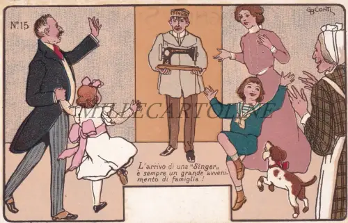 SINGER - Familienereignis, Laden in Caserta, Postkarte GB Konten