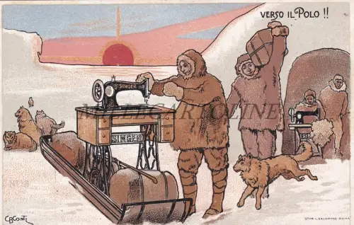 SINGER - Zum Pol, Shop in Marcianise, Postkarte GB Conti