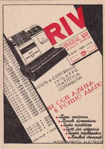 * WERBUNG - Officine di Villar Perosa RIV Torino, Registratori di Cassa