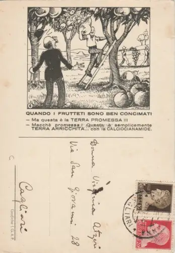 CALCIOCIANAMID - Obstgärtner - Werbekarte 1941 Serramanna