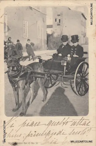 * TREVISO - Kinder fahren Kutschen von einem Hund gezogen 1901 Kunststudium
