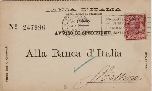 #BANCA D'ITALIA - KOPFSTÜCK 1923