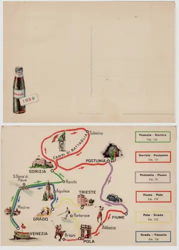 #FRIAUL-JULISCHVENEDIG-JULIEN - ISTRIEN: ESSOLUBE 1939 - KARTE REGION UND ENTFERNUNGEN