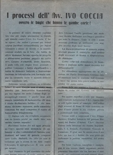 #POLITIK: PLAKAT CHRISTDEMOKRATIE ASSISI - VERTEIDIGUNG ANWALT COCCIA